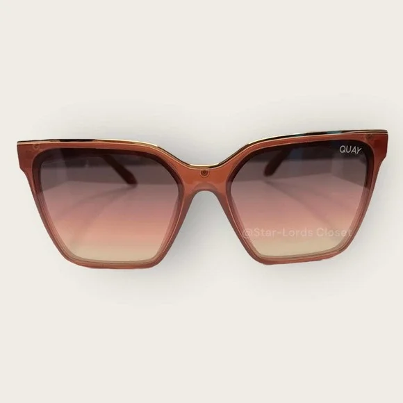 QUAY Sunglasses | Level Up Square Frame Milky Rose Pink Navy Vibrant Barbie Y2K - Picture 8 of 9